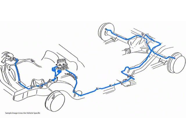 1965 Pontiac GTO / Tempest / LeMans Hardtop V8 Front-Port Master Manual Drum Brake Line Set 6pc OE Steel