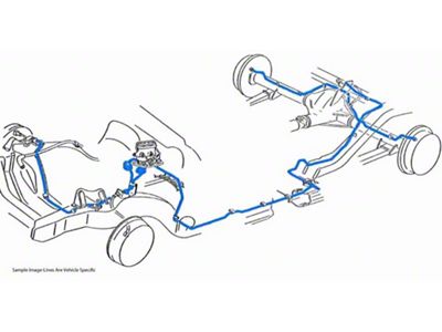 1965 Pontiac GTO/Tempest/LeMans Power Drum Full Brake Line Set 6pc, V8, Hardtop, Side Port Master Cylinder, OE Steel