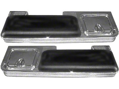 OPR 1966-1967 Chevelle Armrest Pad & Chrome Base Set, Rear, Black, With Ashtray, 2-Door Coupe