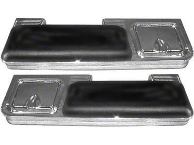 1966-1967 Chevelle Armrest Pad & Chrome Base Set, Rear, Black, With Ashtray, 2-Door Coupe