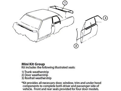 1966-1967 Chevy Nova 2-Door Hardtop Weatherstrip Mini Kit