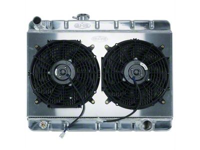 1966-1967 Lemans / GTO Without A/C Cold Case Performance Aluminum Radiator & Dual 12 Fan Kit, Big 2 Row, V8 With Manual Transmission