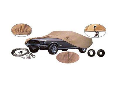 1966-1968 Mustang Shelby Fastback Tan Flannel Car Cover with Mirror Pocket on Left