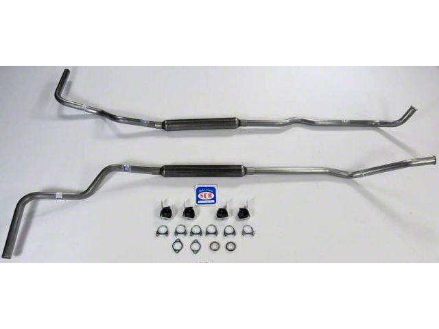 1966-1974 Bronco V8 302 Dual Exhaust System With Glass Pack Muffler