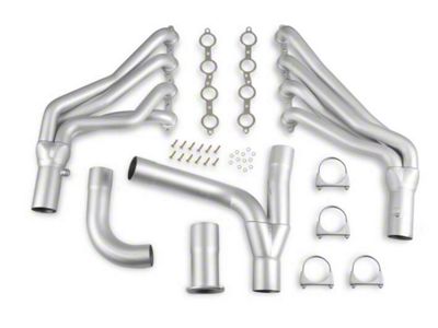 1966-1974 Chevy/GMC Flowtech Small Block Long Tube Black Painted Headers 1.5 Tubes, 3 Collectors w/Air Tubes See Fitment Below
