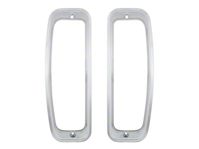 1966-1977 Bronco Tail Light Bezel Set - Billet Aluminum - Clear Anodized Finish