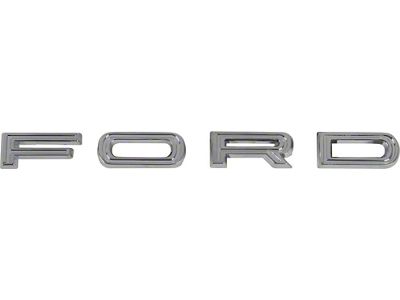 OPR 1966-67 Falcon Hood Letter Set - F-O-R-D - All Chrome - With Hardware