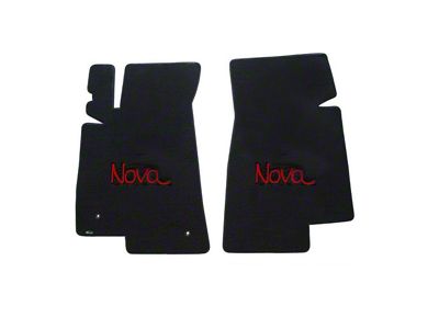 1966-74 Nova Lloyds Ultimat Black Front Floor Mats With Red Nova Logo