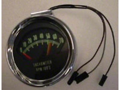 1966 El Camino Tachometer, 5200 RPM Red Line