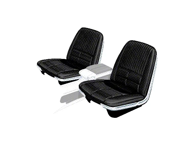 1966 Ford Thunderbird Front Bucket Seat Covers, Vinyl, Black 23, Trim Code 26, Without Reclining Passenger Seat