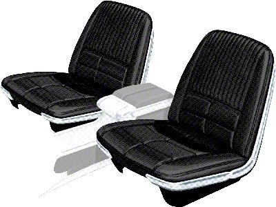 1966 Ford Thunderbird Front Bucket Seat Covers, Vinyl, Black 23, Trim Code 26, Without Reclining Passenger Seat
