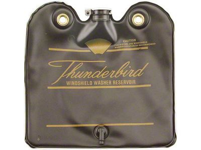 1966 Ford Thunderbird Windshield Washer Bag, Black With Gold Letters, With Hinged Cap