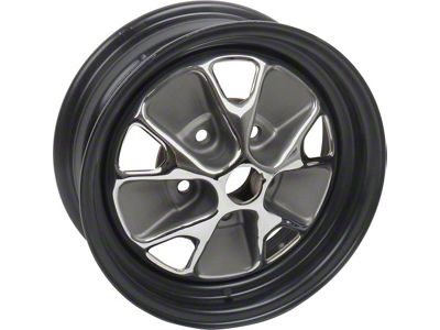 1966 Mustang 14 x 5 Styled Steel Wheel, Black Painted Rim with Chrome Center