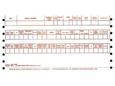 1966 Mustang Assembly Line Build Sheet