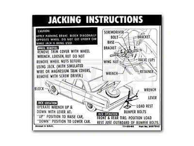 Jack Instruction Decal, Regular Wheel, Coupe And Sedan (1966 Chevy II)