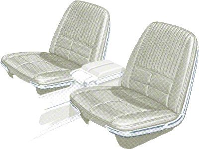 1966 Ford Thunderbird Front Bucket Seat Covers, Vinyl, White 43, Trim Code G1-G9 Or P1-P9, Without Reclining Passenger Seat