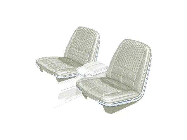 1966 Ford Thunderbird Front Bucket Seat Covers, Vinyl, White 43, Trim Code G1-G9 Or P1-P9, Without Reclining Passenger Seat