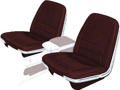 1966 Ford Thunderbird Front Bucket Seat Covers, Vinyl, Burgundy 46, Trim Code 23, Without Reclining Passenger Seat