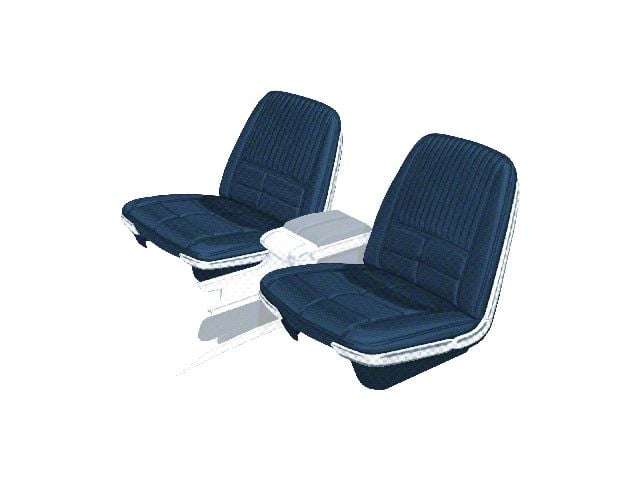 1966 Ford Thunderbird Front Bucket Seat Covers, Vinyl, Dark Blue 50, Trim Code 22, Without Reclining Passenger Seat