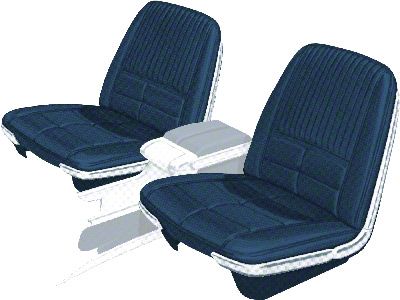 1966 Ford Thunderbird Front Bucket Seat Covers, Vinyl, Dark Blue 50, Trim Code 22, Without Reclining Passenger Seat