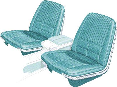 1966 Ford Thunderbird Front Bucket Seat Covers, Vinyl, Light Aqua 25, Trim Code 27, Without Reclining Passenger Seat