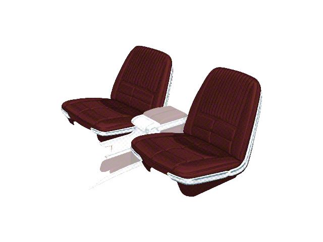 1966 Ford Thunderbird Front Bucket Seat Covers, Vinyl, Red 49, Trim Code 25, Without Reclining Passenger Seat