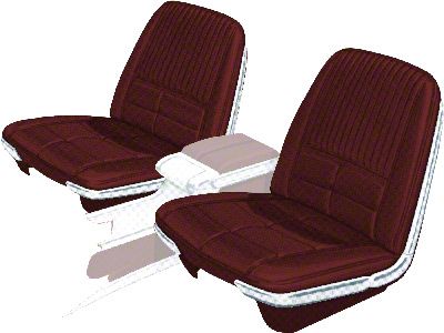 1966 Ford Thunderbird Front Bucket Seat Covers, Vinyl, Red 49, Trim Code 25, Without Reclining Passenger Seat