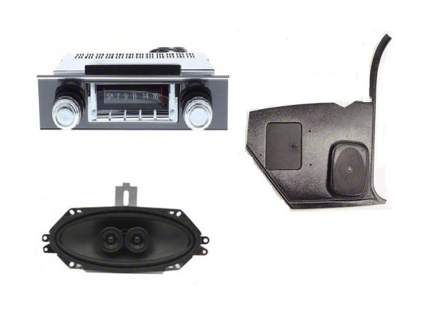 Custom Autosound 67-69 740 Radio,w/Blk Bzl/Speakers