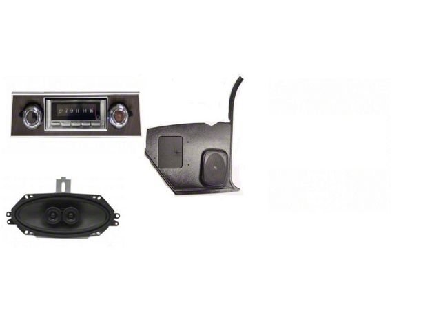 Custom Autosound 67-67 740 Radio,With Walnut Bezel w/Speakers