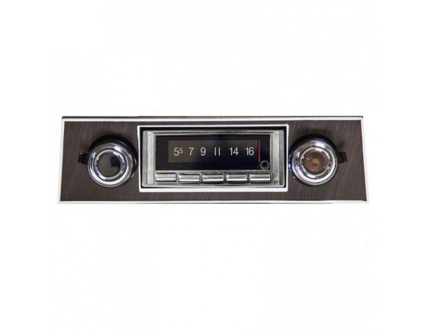 Custom Autosound USA-740 Series Radio with Bluetooth; Walnut Bezel (67-68 Camaro)