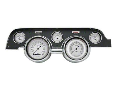 1967-1968 Mustang Classic Instruments Classic White Style 5-Gauge Set, Includes Dash Bezel