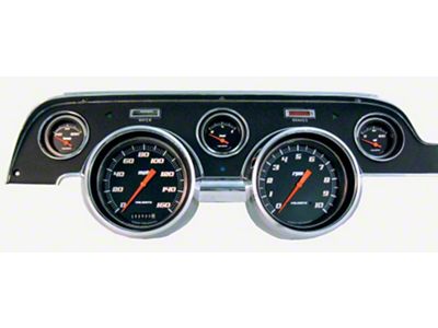 1967-1968 Mustang Classic Instruments Velocity Style 5-Gauge Set with Black or White Background, Includes Dash Bezel