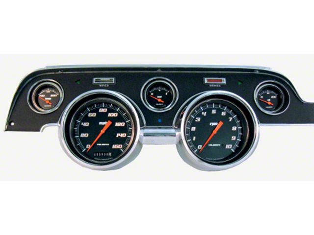 1967-1968 Mustang Classic Instruments Velocity Style 5-Gauge Set with Black or White Background, Includes Dash Bezel