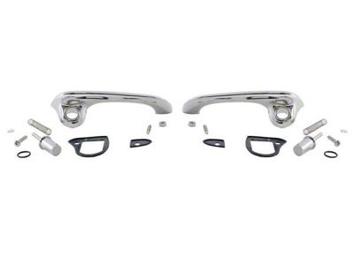 1967-1968 Mustang Door Handle Kit with Satin Chrome Finish, Show Quality