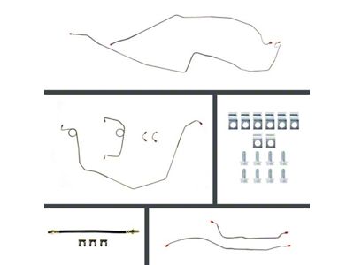 Pre-Bent 4-Wheel Disc Conversion Brake Line Kit; Stainless Steel (1968 Camaro w/ Power Brakes)