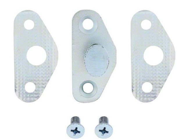 1967-1970 Mustang Door Latch Striker Plate Kit, Zinc Plated