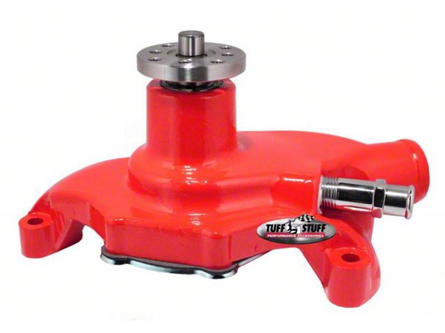1967-1971 Chevrolet Camaro SuperCool Water Pump; 5.625 in. Hub Height; 5/8 in. Pilot; Short; Threaded Water Port; Red Powdercoat w/Chrome Accents; 1354NCRED