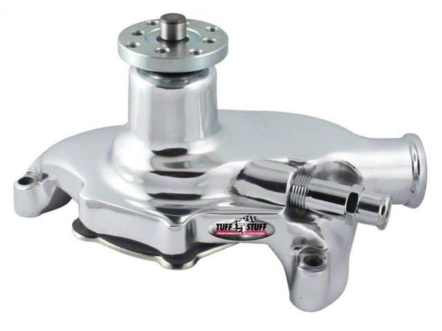 1967-1971 Chevrolet Camaro SuperCool Water Pump; Platinum; 5.625 in. Hub Height; 5/8 in. Pilot; Short; Flat Smooth Top And No Top Threaded Water Port; Chrome; 1353NA
