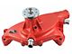 1967-1972 Chevrolet Camaro Platinum SuperCool Water Pump; 5.750 in. Hub Height; 5/8 in. Pilot; Short; 2 Threaded Water Ports; Aluminum Casting; Red Powdercoat w/Chrome Accents; 1495ACRED