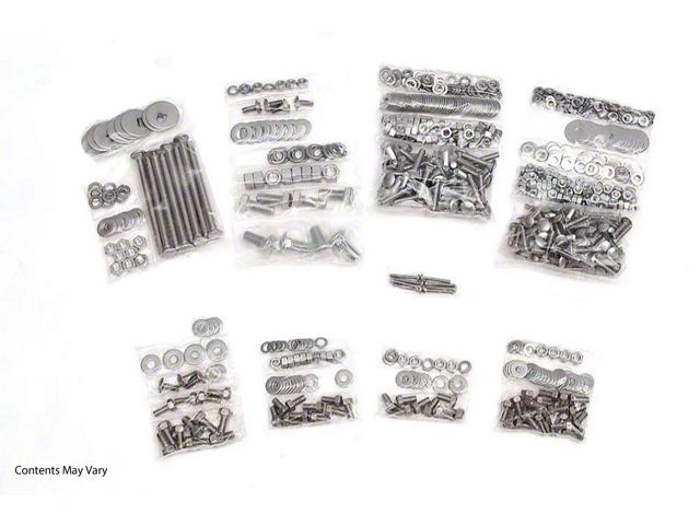 1967-1972 Chevy-GMC Truck Complete Bed Bolt Kit With Rear Bumper, Unpolished Stainless Steel-Longbed Fleetside