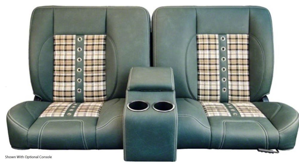 Ecklers 1967 1972 Chevy GMC Truck TMI Split Back Bench Seat Sport X Forest Green With Grey Plaid Insert