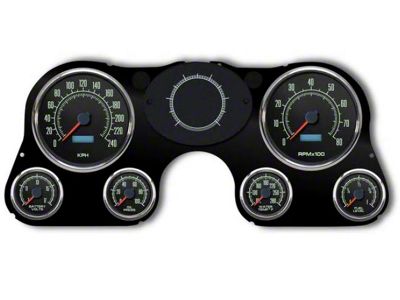 1967-1972 Chevrolet Truck New Vintage USA 6 Gauge 1969 Series Package - 240 KPH Programmable Speedometer with Tachometer, Oil Pressure, Water Temp, Fuel and Volt Meter - Black