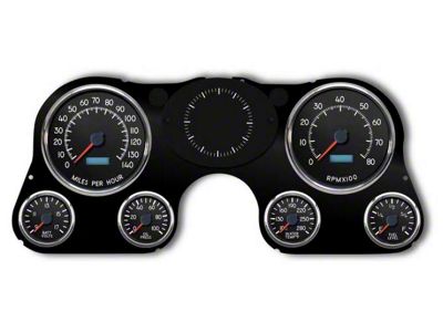 1967-1972 Chevrolet Truck New Vintage USA 6 Gauge Aviator Series Package - 140 MPH Programmable Speedometer with Tachometer, Oil Pressure, Water Temp, Fuel and Volt Meter - Black