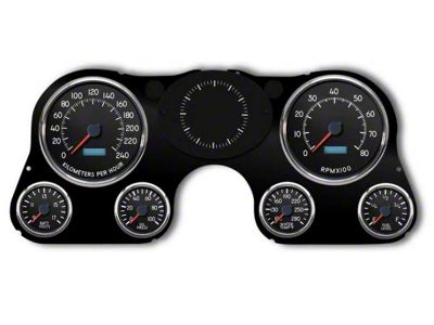 1967-1972 Chevrolet Truck New Vintage USA 6 Gauge Aviator Series Package - 240 KPH Programmable Speedometer with Tachometer, Oil Pressure, Water Temp, Fuel and Volt Meter - Black