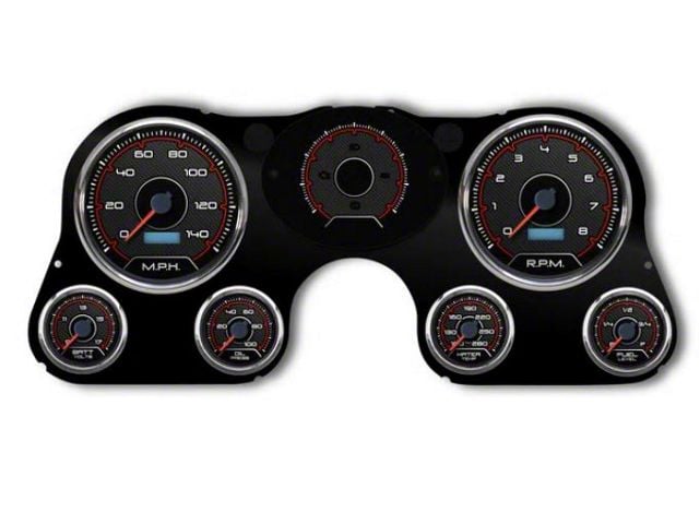 1967-1972 Chevrolet Truck New Vintage USA 6 Gauge CFR Series Package - 140 MPH Programmable Speedometer with Tachometer, Oil Pressure, Water Temp, Fuel and Volt Meter - Red