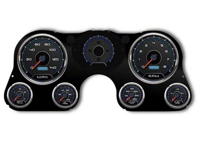 1967-1972 Chevrolet Truck New Vintage USA 6 Gauge CFR Series Package - 240 KPH Programmable Speedometer with Tachometer, Oil Pressure, Water Temp, Fuel and Volt Meter - Blue