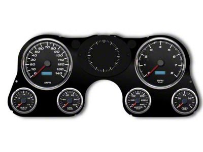 1967-1972 Chevrolet Truck New Vintage USA 6 Gauge Performance II Series Package - 140 MPH Programmable Speedometer with Tachometer, Oil Pressure, Water Temp, Fuel and Volt Meter - Black