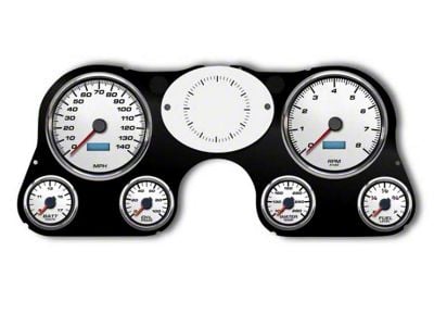 1967-1972 Chevrolet Truck New Vintage USA 6 Gauge Performance II Series Package - 140 MPH Programmable Speedometer with Tachometer, Oil Pressure, Water Temp, Fuel and Volt Meter - White