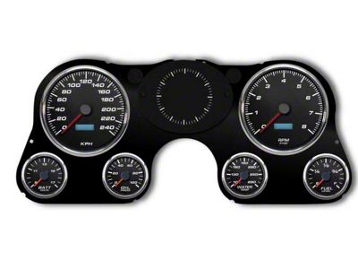 1967-1972 Chevrolet Truck New Vintage USA 6 Gauge Performance II Series Package - 240 KPH Programmable Speedometer with Tachometer, Oil Pressure, Water Temp, Fuel and Volt Meter - Black