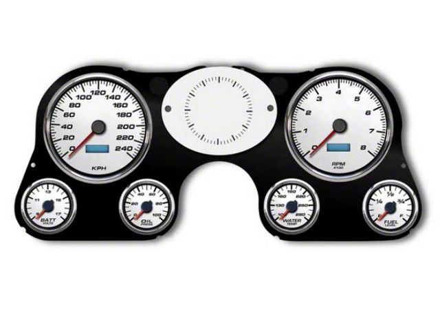 1967-1972 Chevrolet Truck New Vintage USA 6 Gauge Performance II Series Package - 240 KPH Programmable Speedometer with Tachometer, Oil Pressure, Water Temp, Fuel and Volt Meter - White
